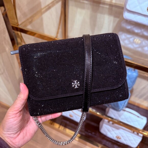 Tory Burch Emerson Chain Wallet 170159 Black $475 - Picture 1 of 8
